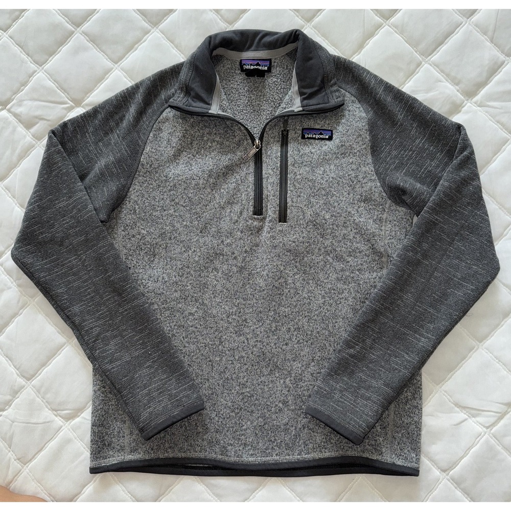 Patagonia Mens Better Sweater 1/4 Zip Pullover Gray Fleece Pocket Size Small